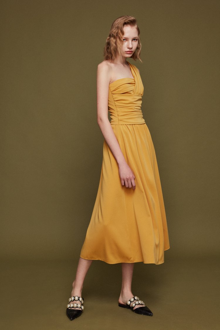 Draped One-Shoulder Dress - BLANCORE