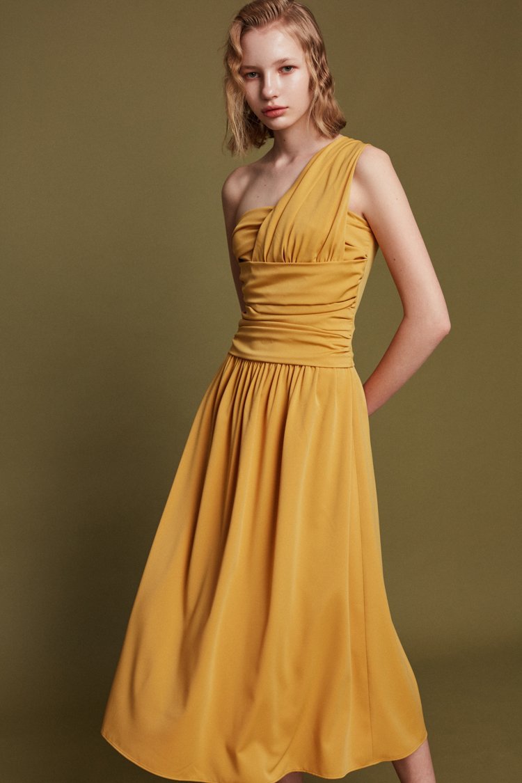 Draped One-Shoulder Dress - BLANCORE