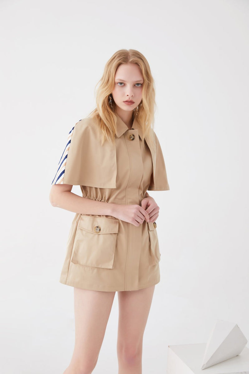 Draw Stripe Top with Cape - BLANCORE