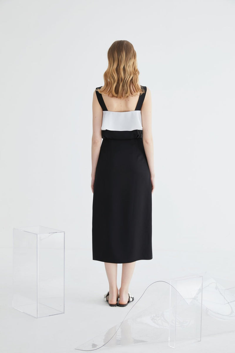Dress with Color Block Lapel Detail - BLANCORE