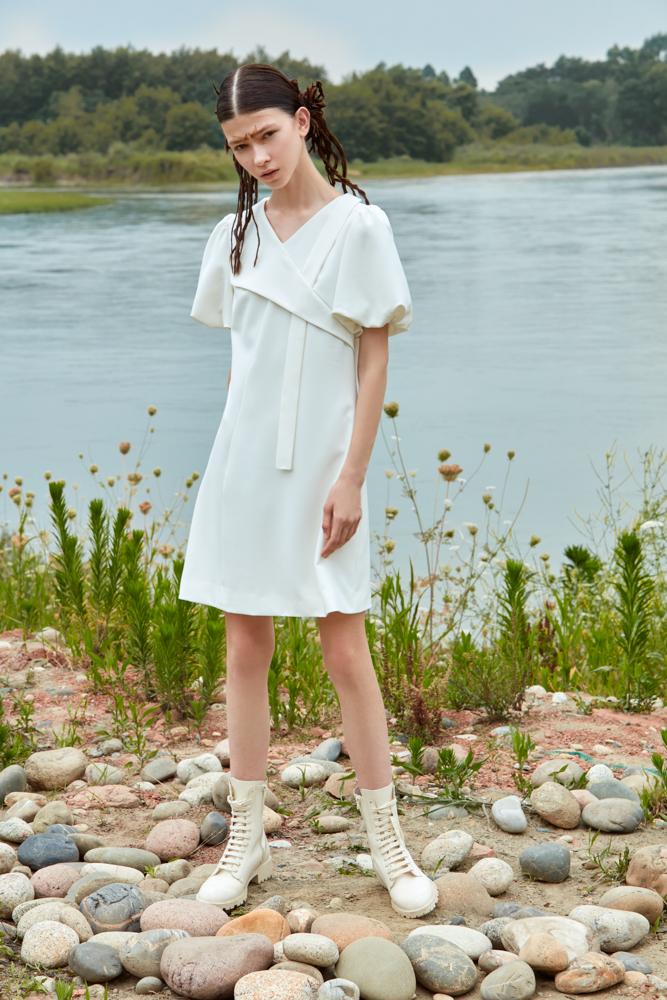 DRESS WITH PUFF SLEEVE - BLANCORE