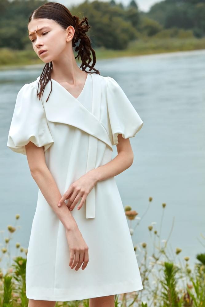 DRESS WITH PUFF SLEEVE - BLANCORE