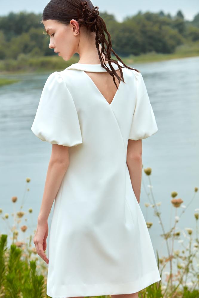 DRESS WITH PUFF SLEEVE - BLANCORE