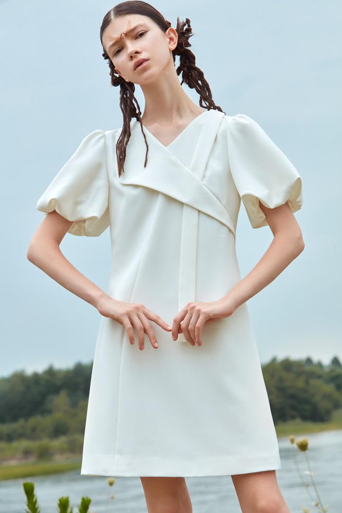 DRESS WITH PUFF SLEEVE - BLANCORE