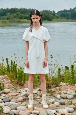 DRESS WITH PUFF SLEEVE - BLANCORE