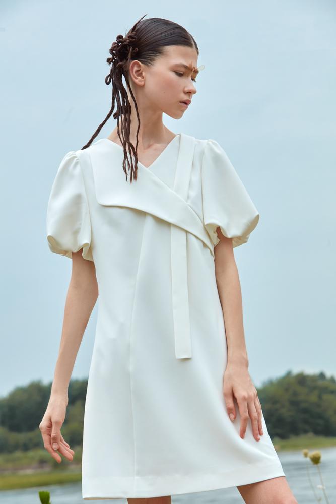 DRESS WITH PUFF SLEEVE - BLANCORE