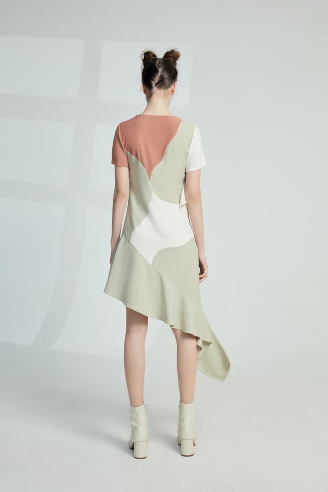 E- Color Block Dress - BLANCORE