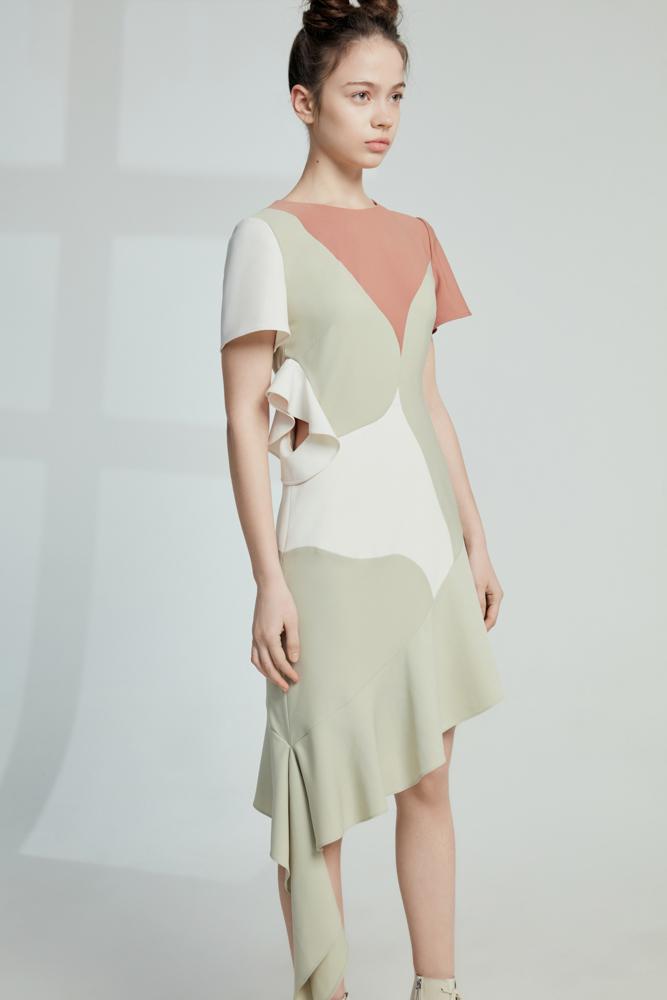 E- Color Block Dress - BLANCORE