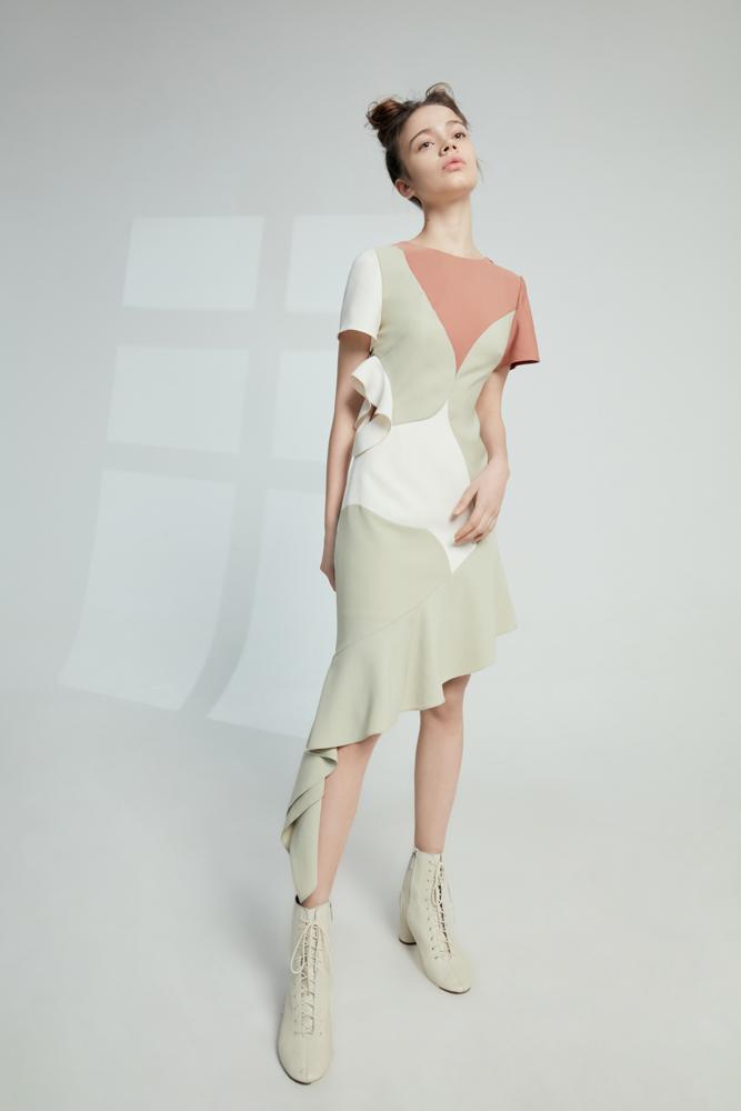 E- Color Block Dress - BLANCORE
