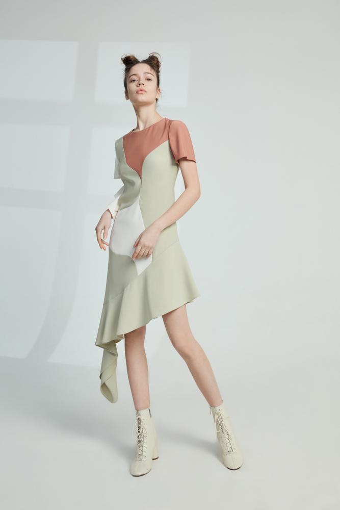 E- Color Block Dress - BLANCORE