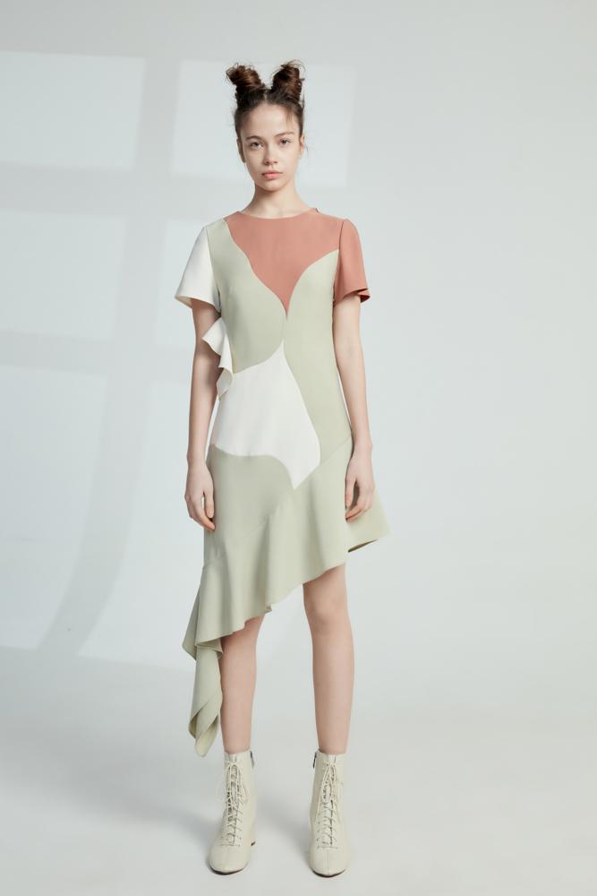 E- Color Block Dress - BLANCORE