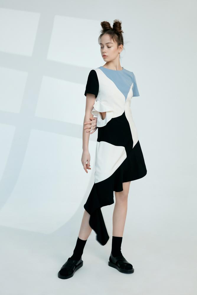 E- Color Block Dress - BLANCORE