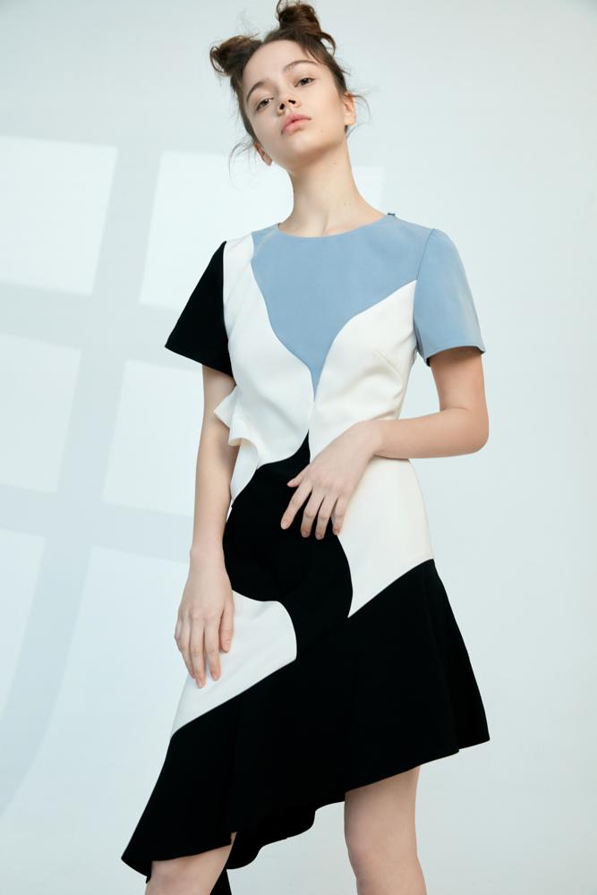 E- Color Block Dress - BLANCORE
