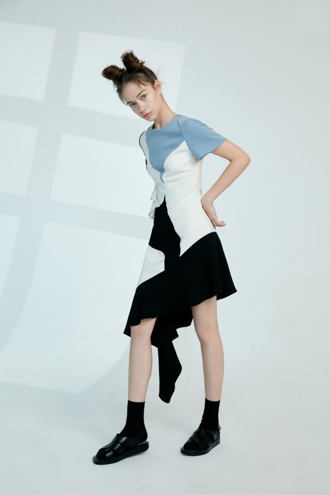 E- Color Block Dress - BLANCORE