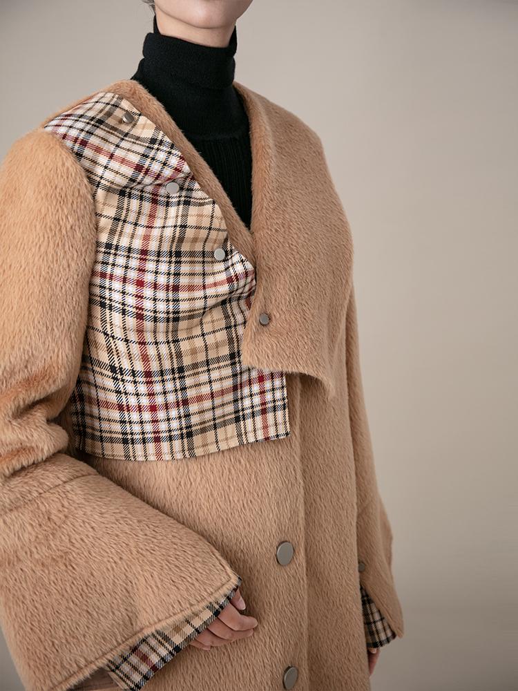 Geometric Paneled Wool Coat - BLANCORE