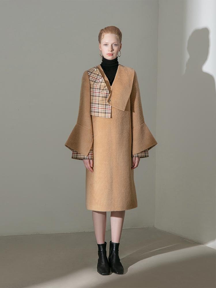 Geometric Paneled Wool Coat - BLANCORE