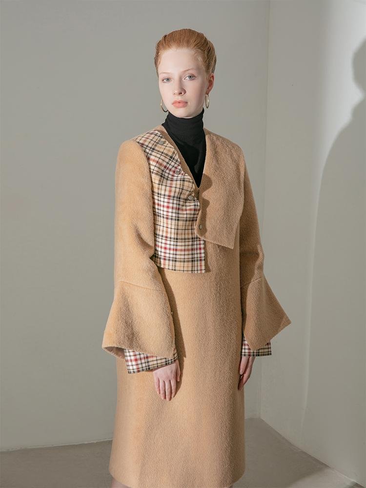 Geometric Paneled Wool Coat - BLANCORE