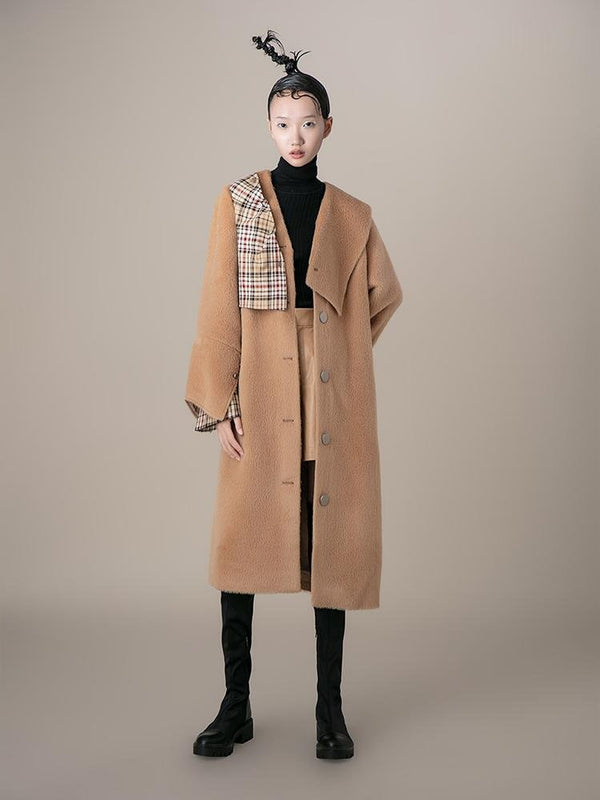 Geometric Paneled Wool Coat - BLANCORE