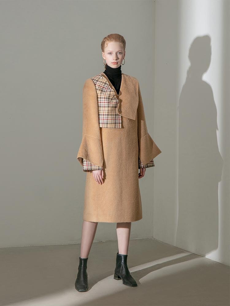 Geometric Paneled Wool Coat - BLANCORE