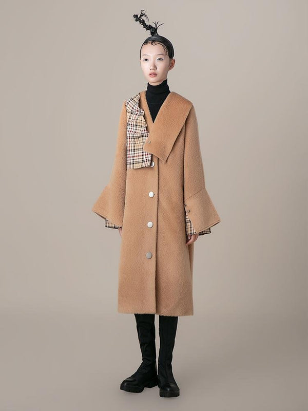 Geometric Paneled Wool Coat - BLANCORE