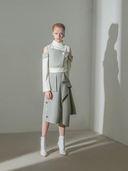 Geometric Standing Collar Top - BLANCORE