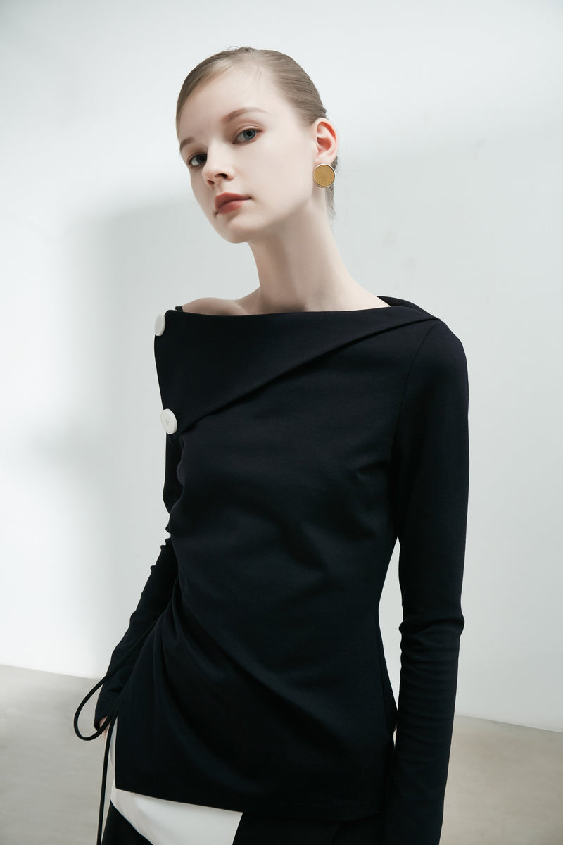 Knit Top with Draped Details - BLANCORE