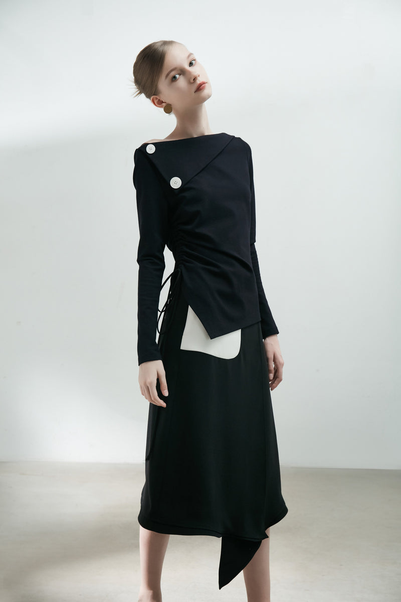 Knit Top with Draped Details - BLANCORE