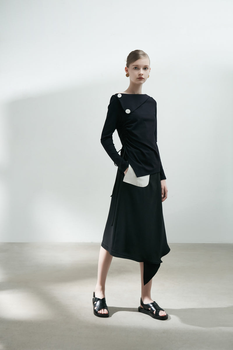 Knit Top with Draped Details - BLANCORE