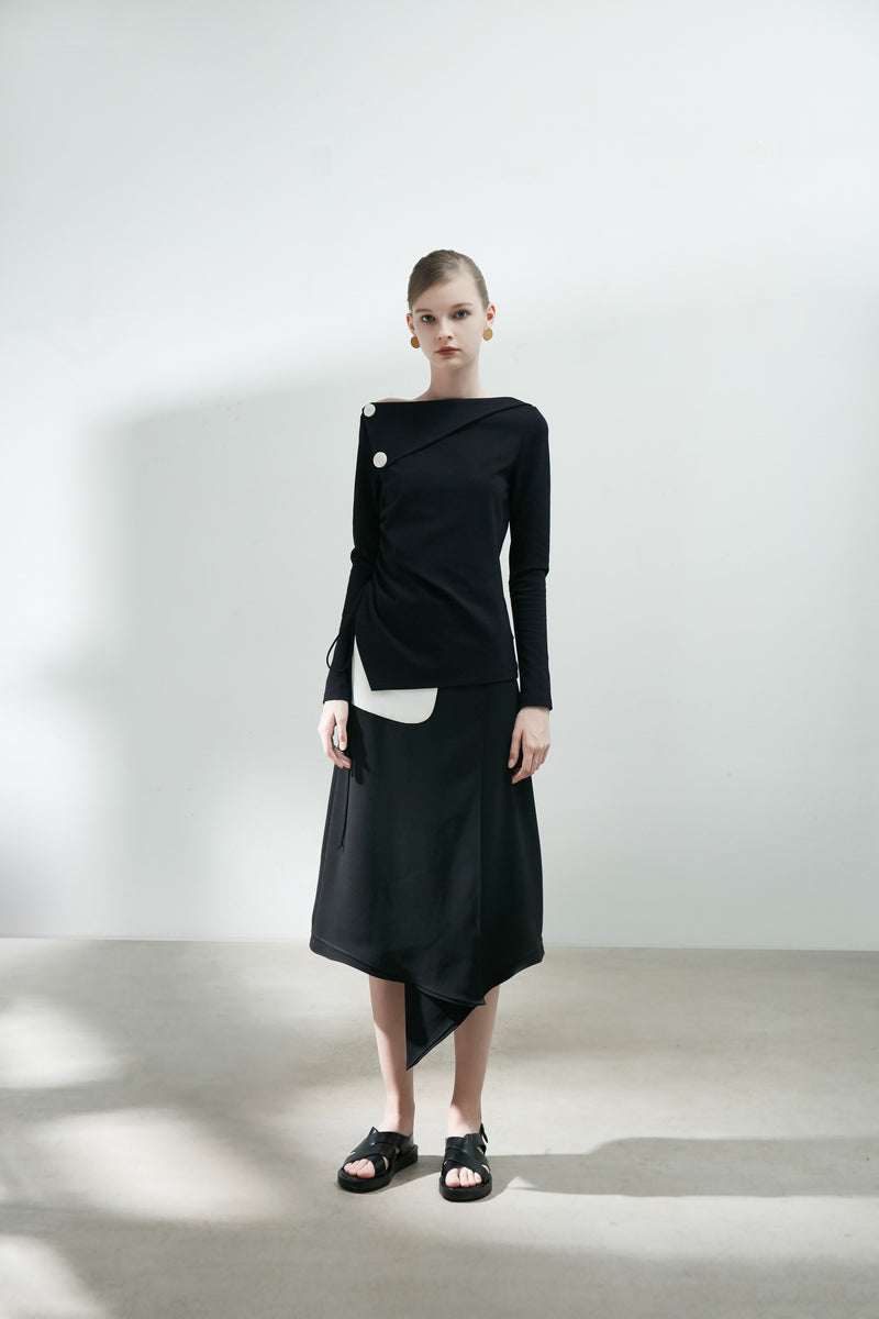 Knit Top with Draped Details - BLANCORE