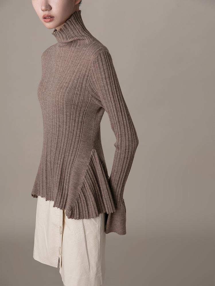 Knit Top With Ruff Sleeve - BLANCORE