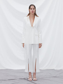 Lace Paneled Blazer - BLANCORE
