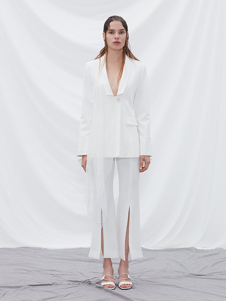 Lace Paneled Blazer - BLANCORE