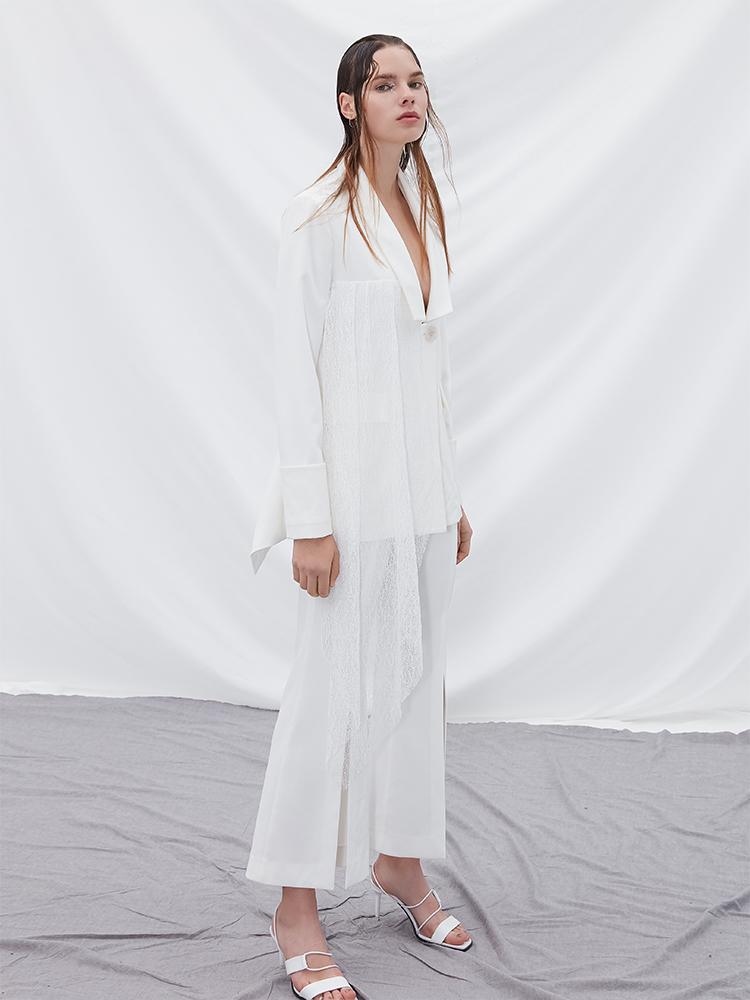 Lace Paneled Blazer - BLANCORE