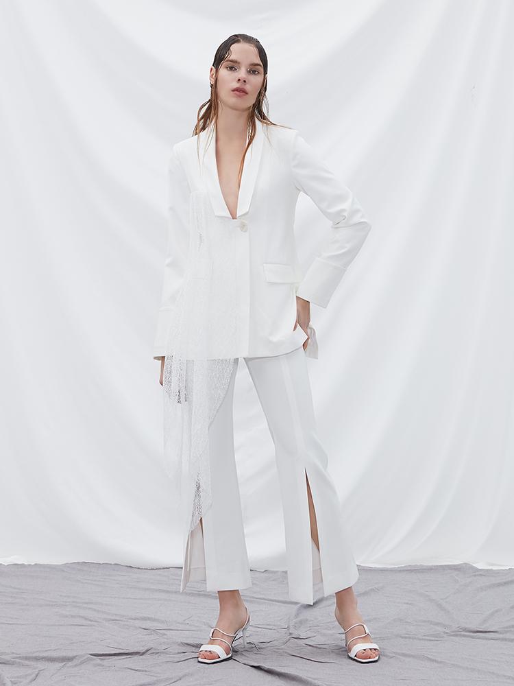Lace Paneled Blazer - BLANCORE