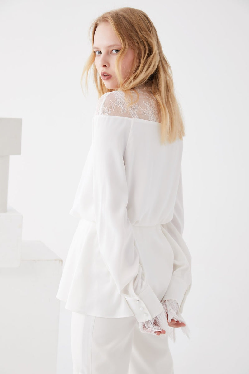 Lace Paneled Double Layer Top - BLANCORE