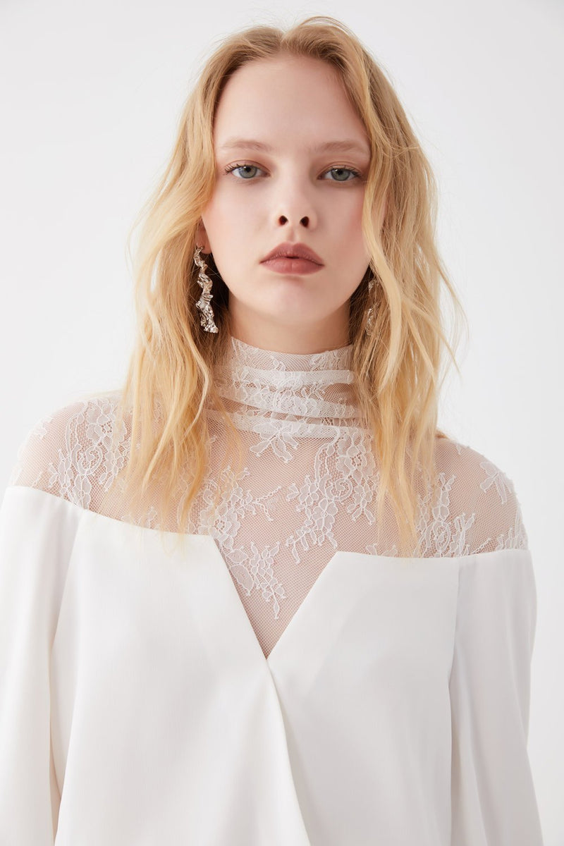 Lace Paneled Double Layer Top - BLANCORE