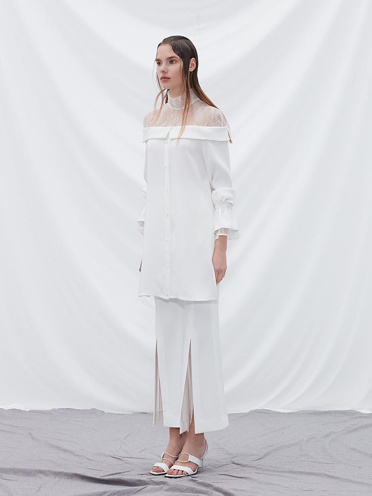Lace Paneled Shirt - BLANCORE