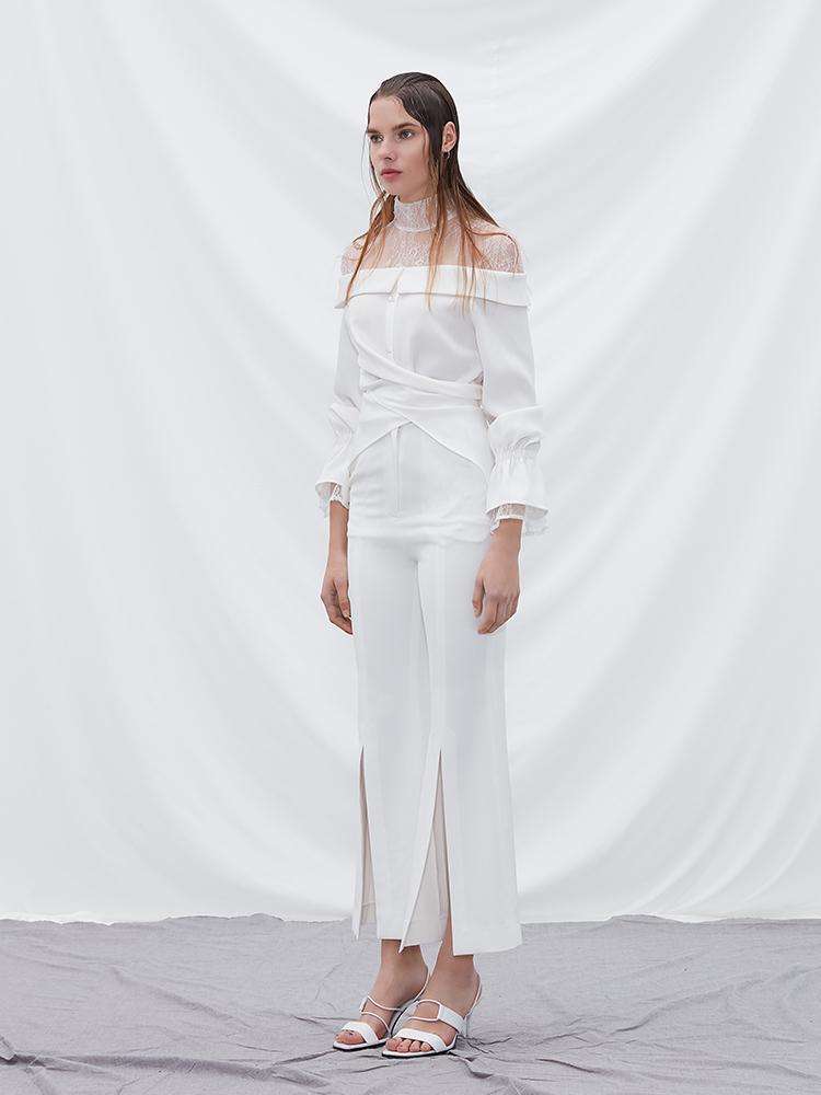 Lace Paneled Shirt - BLANCORE