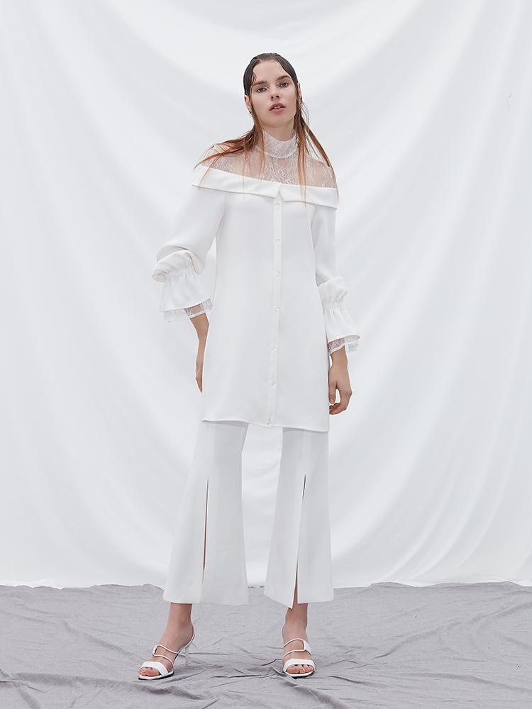 Lace Paneled Shirt - BLANCORE