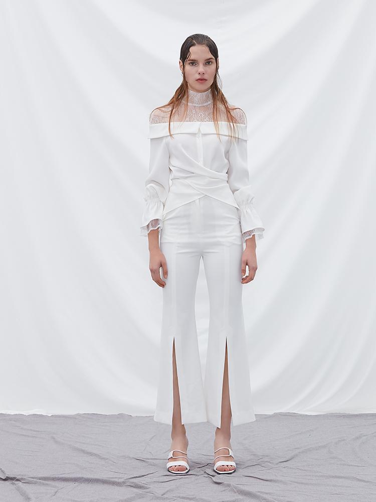 Lace Paneled Shirt - BLANCORE