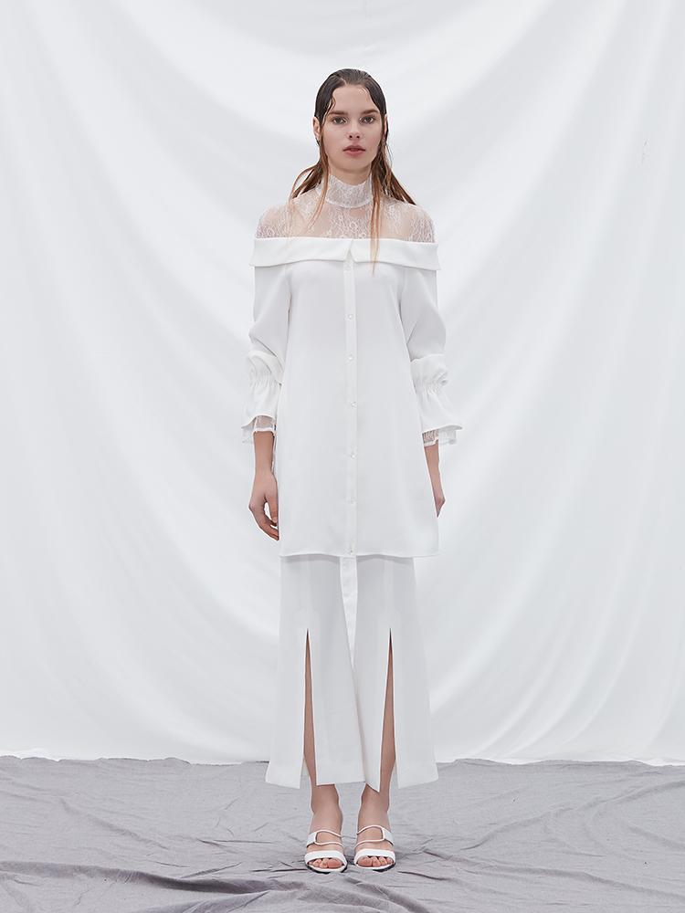 Lace Paneled Shirt - BLANCORE