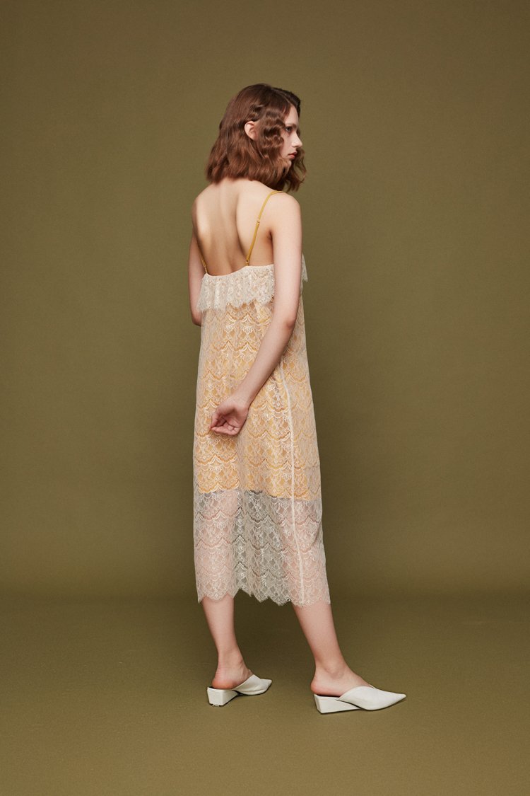 Lace Paneled Slip Dress - BLANCORE