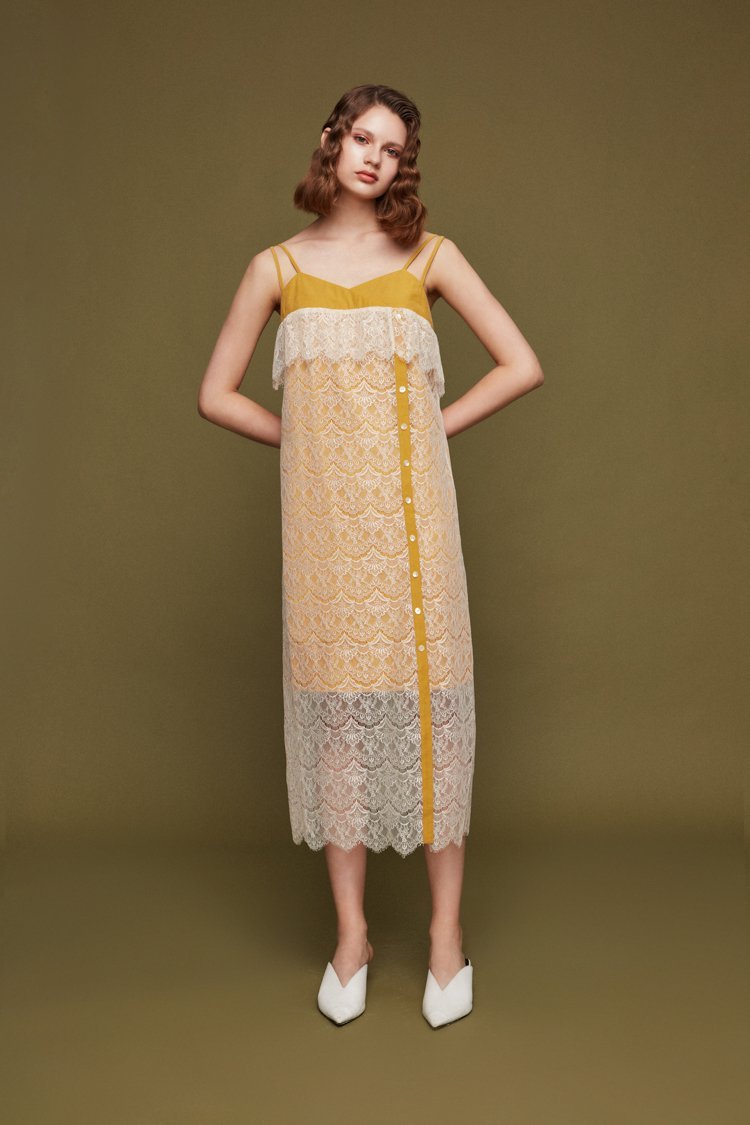 Lace Paneled Slip Dress - BLANCORE