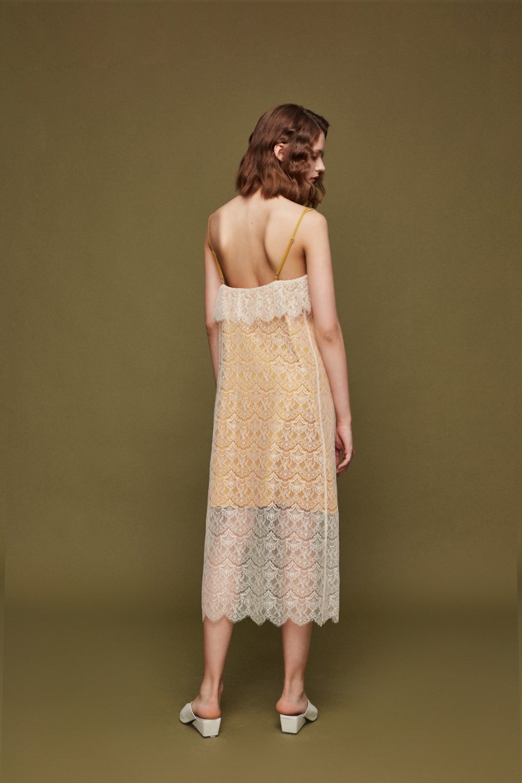 Lace Paneled Slip Dress - BLANCORE
