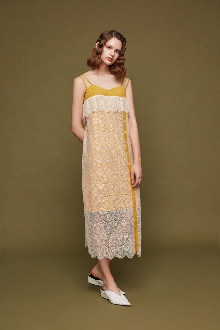 Lace Paneled Slip Dress - BLANCORE