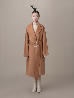 Lapel Coat With Metal Ring Belt - BLANCORE