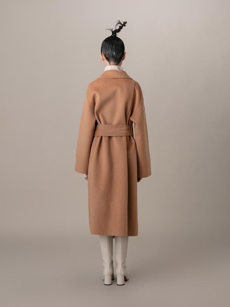 Lapel Coat With Metal Ring Belt - BLANCORE