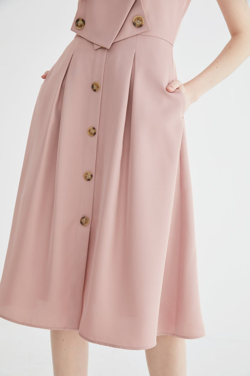 Lapel Collar A-line Dress - BLANCORE