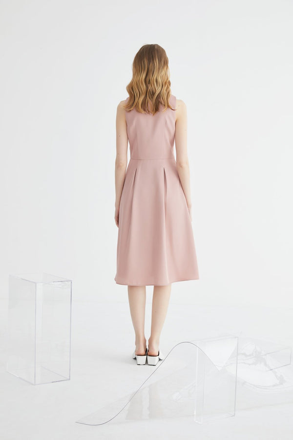 Lapel Collar A-line Dress - BLANCORE
