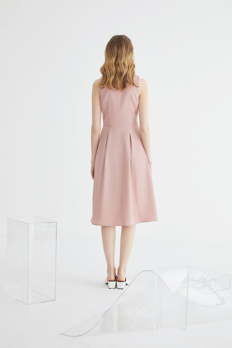 Lapel Collar A-line Dress - BLANCORE